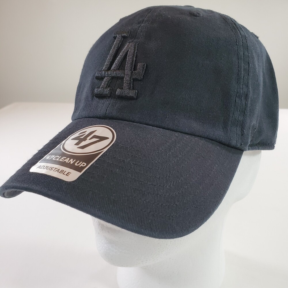 Los Angeles Dodgers Baseball Cap '47 Brand Clean Up Black Strapback Dad Hat MLB